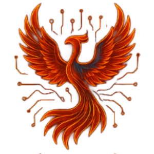 Orange phoenix with orange circuit pathways